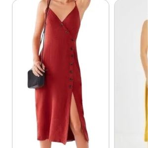 Urban outfitters rust linen button-down dress, women’s size medium